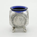 20th Centruy Chinese Sterling Silver Sarawak Coin Set Salt Cellar Antique 1906