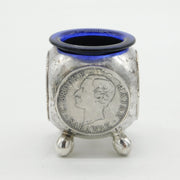 20th Century Chinese Sterling Silver Sarawak Coin Set Salt Cellar Antique 1906