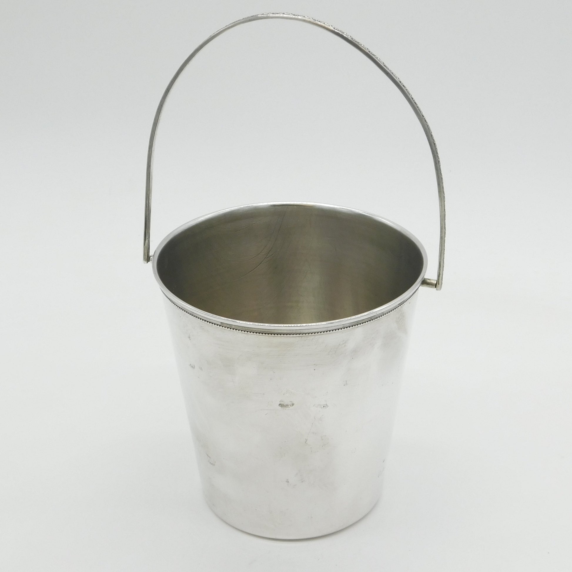 20th Century Egyptian .900 Silver Swing Handle Ice Bucket Antique c1920 Art Deco