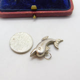 Sterling Silver Happy Dolphin Charm Pendant Vintage c1970