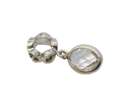 Sterling Silver Faceted Crystal Charm Pendant Vintage c1970