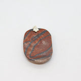 Sterling Silver Floral Pattern Carved Red Jasper Pendant Vintage c1970s
