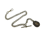 19th Century Silver Plated Albert Watch Chain & French .900 Silver Coin Fob