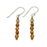 Pair of Sterling Silver Copper-Tone Glass Bead Drop Earrings Contemporary c2010