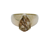 Sterling Silver Rutilated Quartz Peardrop Dress Ring Vintage c1970 Size P