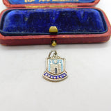 Sterling Silver and Enamel Swansea Travel Shield Charm Pendant Vintage c1970