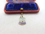 Sterling Silver and Enamel Swansea Travel Shield Charm Pendant Vintage c1970