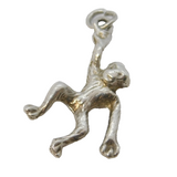 Sterling Silver Hanging Monkey Charm Pendant Vintage c1970s