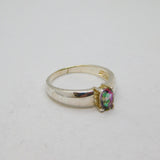 Sterling Silver Oval Mystic Sapphire Graduating Ring Modern c1990 Size H 1/2