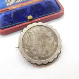 Victorian Sterling Silver Floral Pattern Sweetheart Brooch 1876 Birmingham