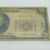 USA First National Bank of Marietta Twenty Dollar Banknote Antique 1929