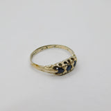 Sterling Silver Three Stone Sapphire Ring Vintage 1981 Birmingham Size L 1/2