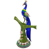 20th Century Indian Silver & Colourful Enamel Peacock Throne Ornament Antique