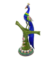 20th Century Indian Silver & Colourful Enamel Peacock Throne Ornament Antique