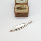 Sterling Silver Mother of Pearl Feather Drop Charm Pendant Vintage c1970