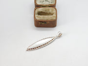 Sterling Silver Mother of Pearl Feather Drop Charm Pendant Vintage c1970