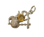 Sterling Silver Scottish Bagpipes Charm Pendant Vintage c1970