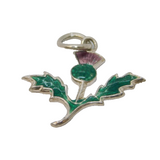 Sterling Silver Enamel Scottish Thistle Charm Pendant Vintage c1970