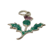 Sterling Silver Enamel Scottish Thistle Charm Pendant Vintage c1970