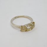 Sterling Silver Three Stone Champagne Sapphire Dress Ring Vintage c1990 Size U