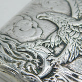 Omar Ramsden Sterling Silver Eagle, Fish & Seabird Cigarette Case Antique London