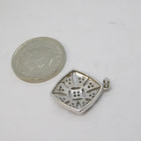 Sterling Silver Paste Set Drop Charm Pendant Vintage c1970
