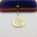 Sterling Silver Square St Christopher Charm Pendant Vintage c1970