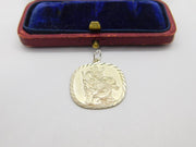 Sterling Silver Square St Christopher Charm Pendant Vintage c1970