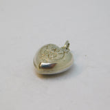 Sterling Silver Patterned Small Puff Heart Charm Pendant Vintage c1970