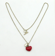 Links of London Sterling Silver & Enamel Heart Pendant Necklace Vintage London