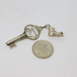 Sterling Silver "21" Key & Old Boot Charm Pendant Vintage c1970