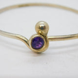 Sterling Silver Faceted Amethyst Hook Front Cuff Bangle Vintage 1993 Birmingham