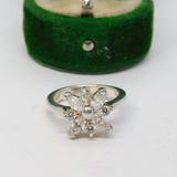 Sterling Silver CZ Set Flower Ring Vintage c1970 Size J