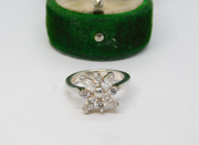 Sterling Silver CZ Set Flower Ring Vintage c1970 Size J