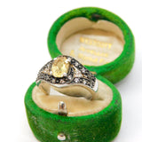 Sterling Silver Spinel & Citrine Set Dress Ring Vintage c1970 Size M UK