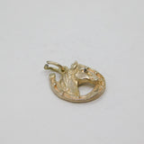 Sterling Silver Horse Head In Horsesheoe Charm Pendant Vintage c1970s