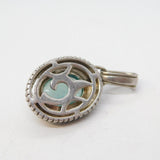 Sterling Silver Pale Blue Stone & Spinel Set Drop Charm Pendant Vintage c1970s