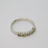 Sterling Silver 5 Peridot Half Eternity Band Ring Vintage c1970 Size N 1/2