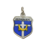 .800 Silver Oberammergau Enamel Souvenir Shield Charm Pendant Vintage c1970