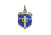 .800 Silver Oberammergau Enamel Souvenir Shield Charm Pendant Vintage c1970