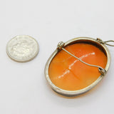 Art Deco Sterling Silver Carved Shell Cameo Brooch Pin Antique c1920s
