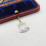 Sterling Silver and Enamel Travel Shield 'Canterbury' Charm Vintage c1970