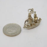 Sterling Silver Galleon Ship Charm Pendant Vintage c1970s