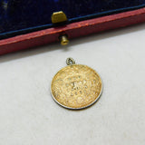 Sterling Silver Two Annas Indian Coin Charm Pendant Victorian 1901