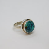Sterling Silver Round Turquoise Studio Style Chunky Ring Vintage c1990 Size Q