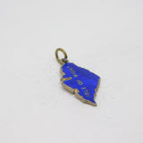 Sterling Silver Blue Enamel Isle Of White County Charm Pendant Vintage c1970