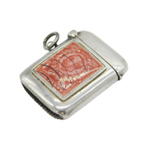 Edwardian Sterling Silver & Enamel Postage Stamp Lighter Antique Birmingham
