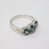 Sterling Silver 3 Oval Sapphire Twist Dress Ring Vintage c1970 Size N 1/2