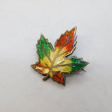 20th Century Canadian Sterling Silver & Enamel Maple Leaf Brooch Antique
