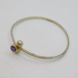 Sterling Silver Faceted Amethyst Hook Front Cuff Bangle Vintage 1993 Birmingham